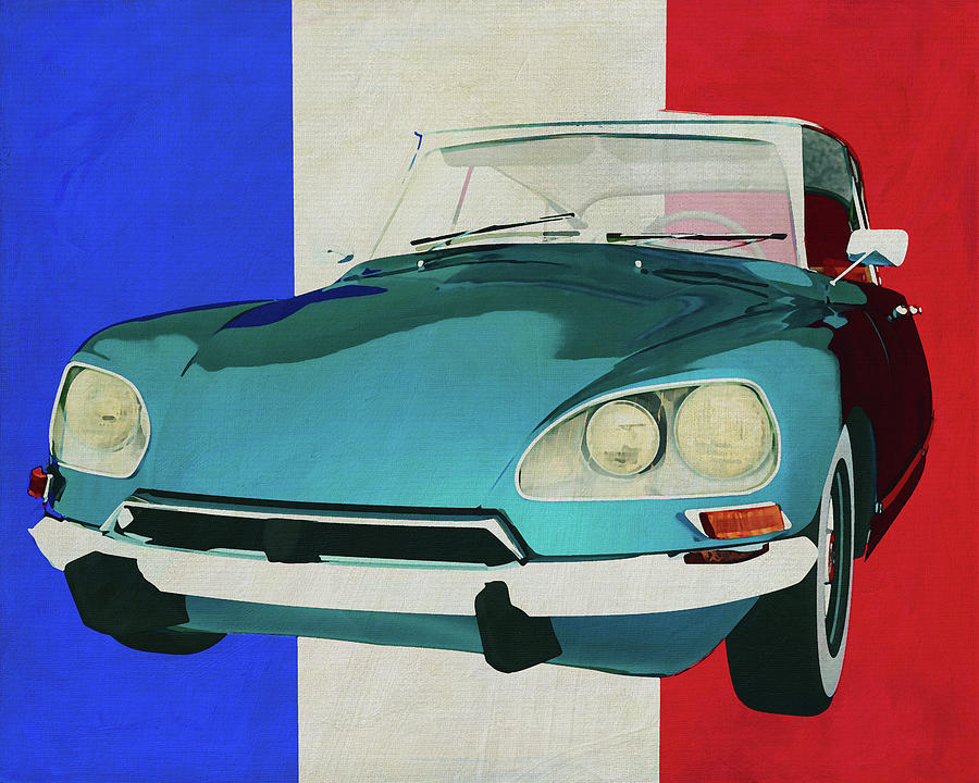 Citroen DS with French flag Painting by Jan Keteleer
