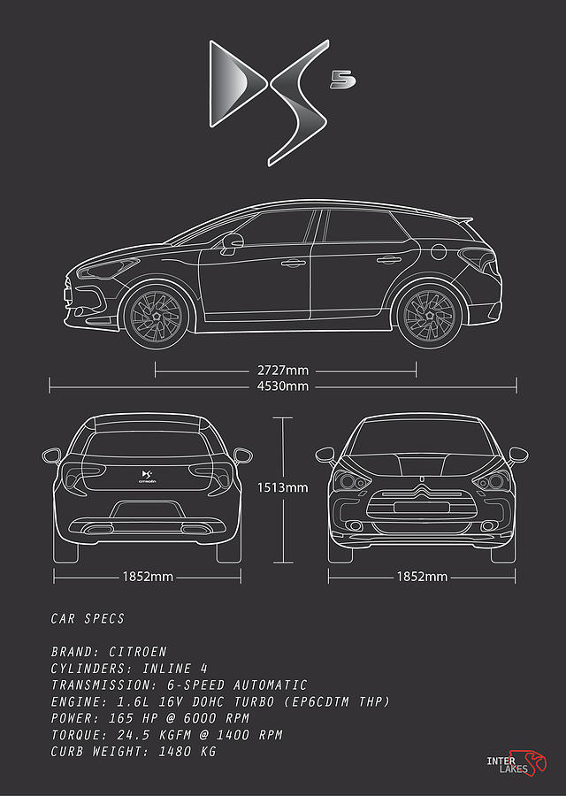 Citroen Ds5 Blueprint Interlakes Digital Art By Interlakes Fine Art America