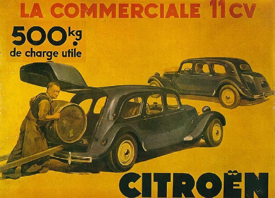 Citroen Traction Avant 11cv 1954 - Vintage Car Poster Photograph By Old 