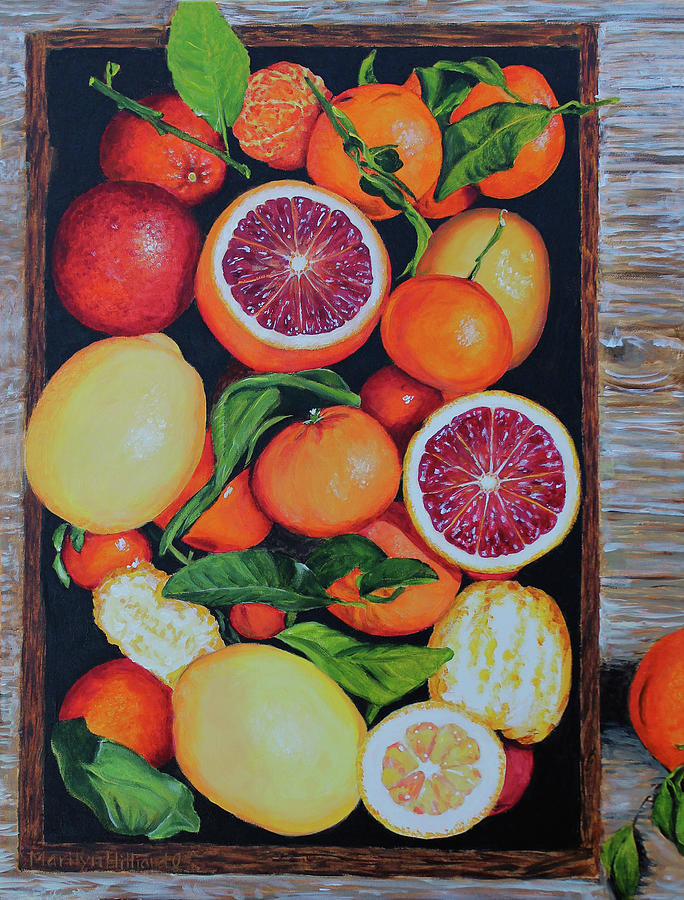 Citrus Box Painting by Marilyn Hilliard