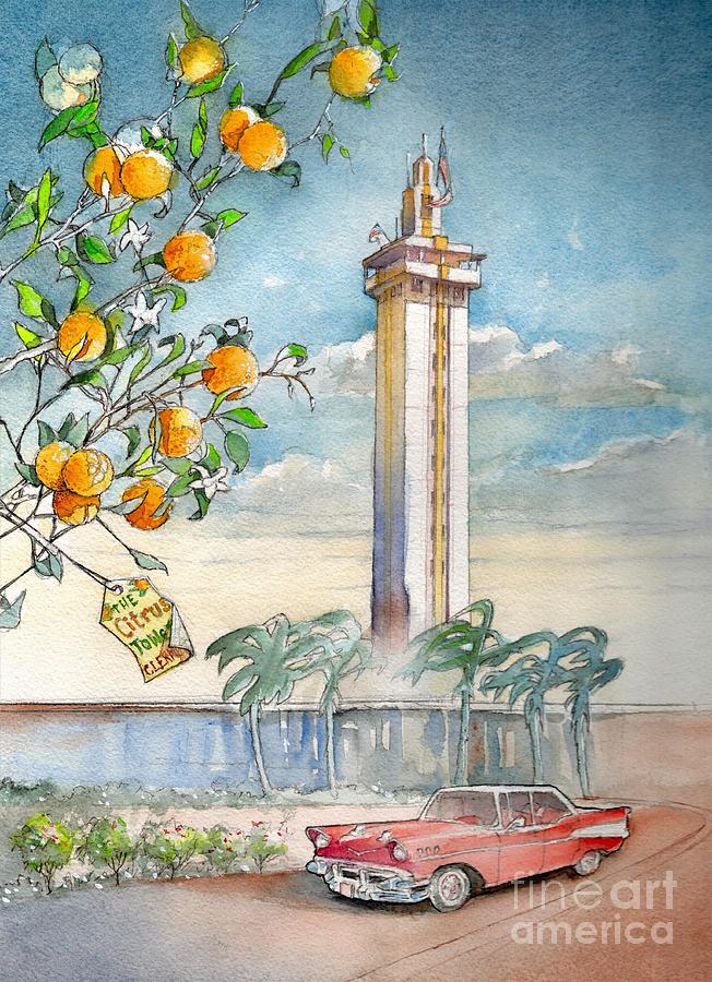 Citrus Tower Painting - Citrus Tower, Clermont FL by Hubert ART