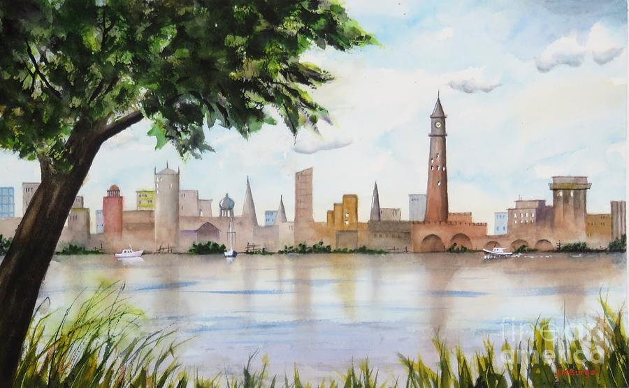 City Across the River Painting by Joseph Burger