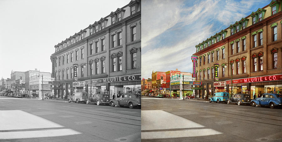 City - Amsterdam, NY - The Amsterdam Hotel 1941 - Side by Side Photograph by Mike Savad
