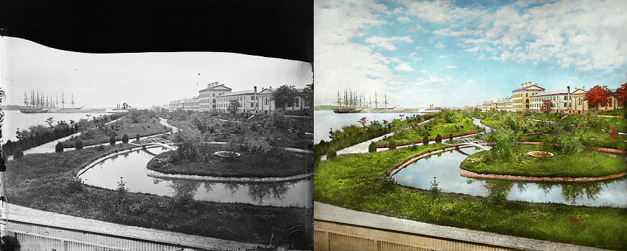City - Annapolis MD - The Naval Academy 1860 - Side by Side Photograph by Mike Savad