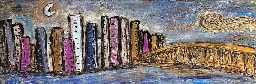 City at Nightfall Painting by Rachelle Stracke