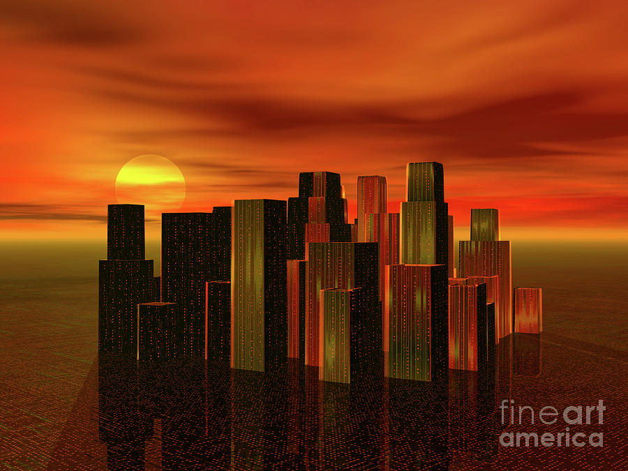 City at Sunset Digital Art by Phil Perkins