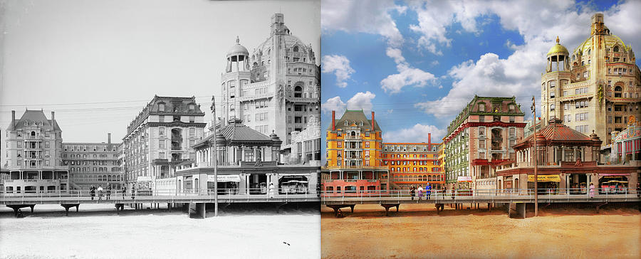 City - Atlantic City, NJ - The Dennis Hotel 1908 - Side by Side Photograph by Mike Savad