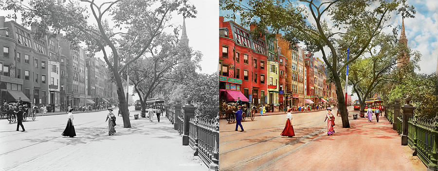 City - Boston, MA - Boylston St 1915 - Side by Side Photograph by Mike Savad