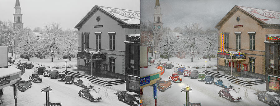 City - Brattleboro, VT - Brattleboro Blizzard 1940 - Side by Side Photograph by Mike Savad