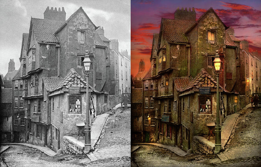 City - Bristol, England - A Steep, Steep Street 1866 - Side by Side Photograph by Mike Savad