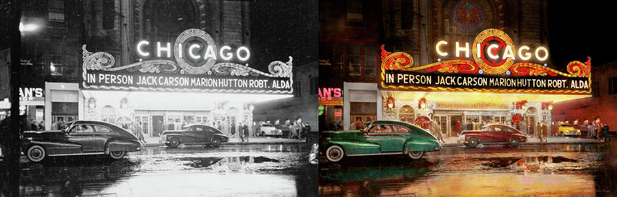 City - Chicago IL -  Chicagos finest entertainment 1949 - Side by Side Photograph by Mike Savad