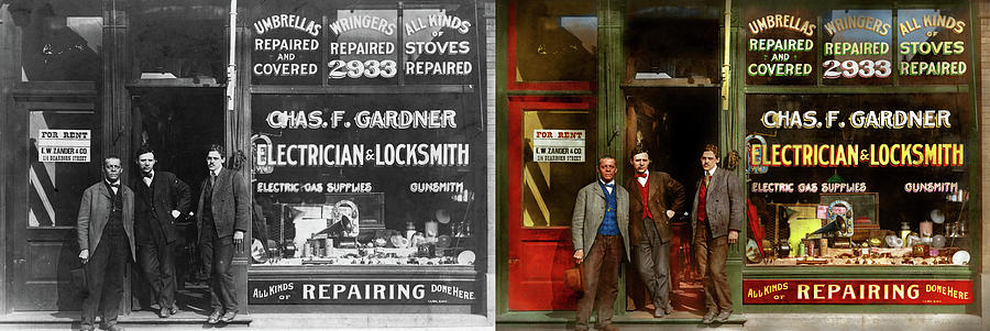 City - Chicago, IL - Everything repaired 1899 - Side by Side Photograph by Mike Savad
