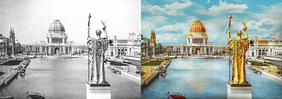 City - Chicago, IL - Fair - The city of wonder 1893 - Side by Side Photograph by Mike Savad