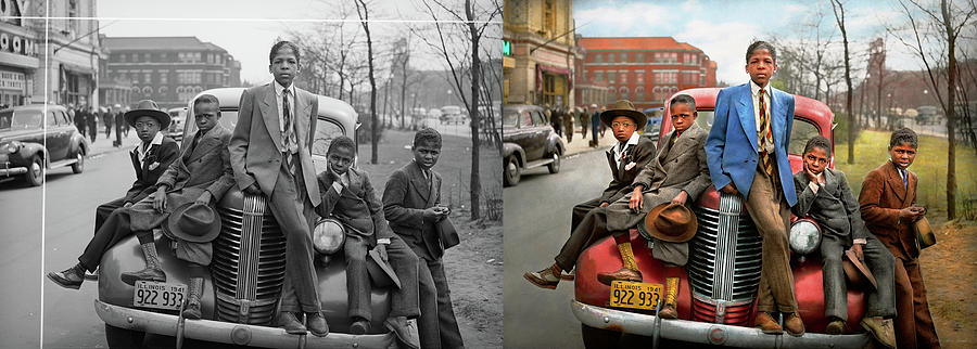 City - Chicago, IL - Me and the boys 1941 - Side by Side Photograph by Mike Savad