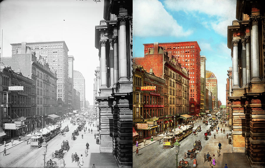 City - Chicago IL - Randolph St 1900 - Side by Side Photograph by Mike Savad
