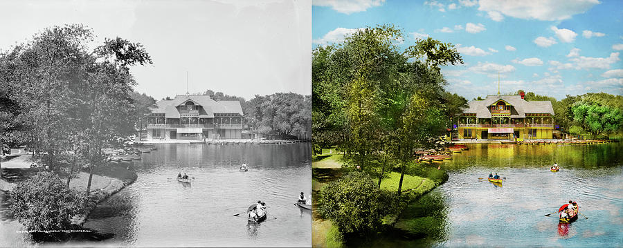 City - Chicago IL - The boat house at Lincoln Park 1905 - Side by Side Photograph by Mike Savad