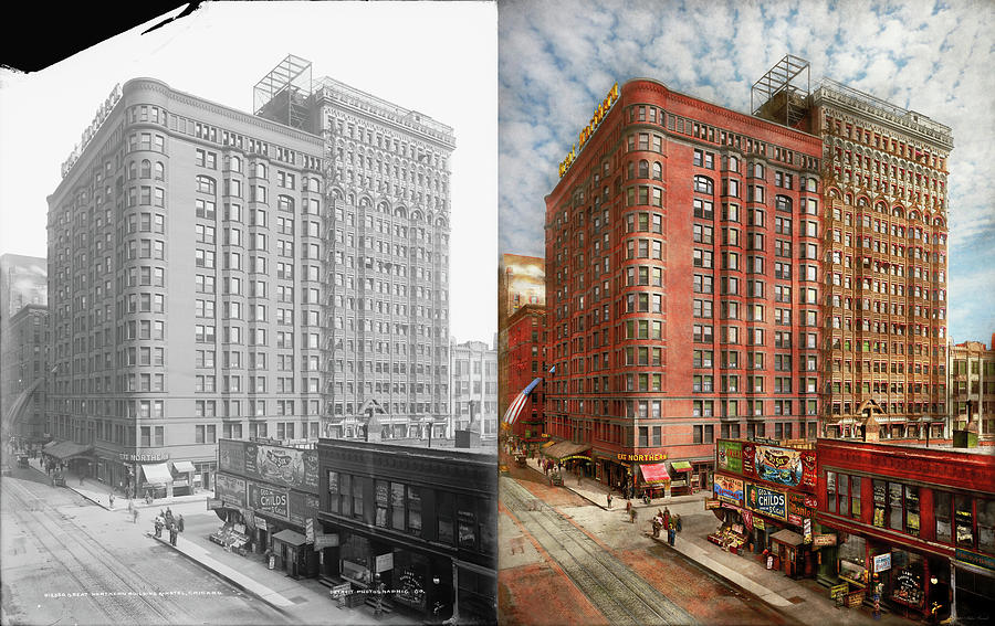 City - Chicago, IL - The Great Northern Hotel 1904 - Side by Side Photograph by Mike Savad