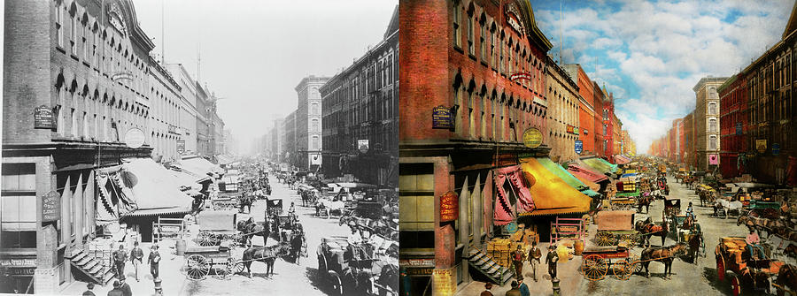 City - Chicago IL - The original South Water Market 1893 - Side by Side Photograph by Mike Savad