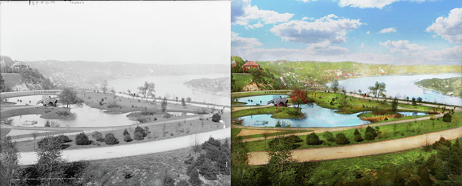 City - Cincinnati OH - In the garden of Eden 1910 - Side by Side Photograph by Mike Savad