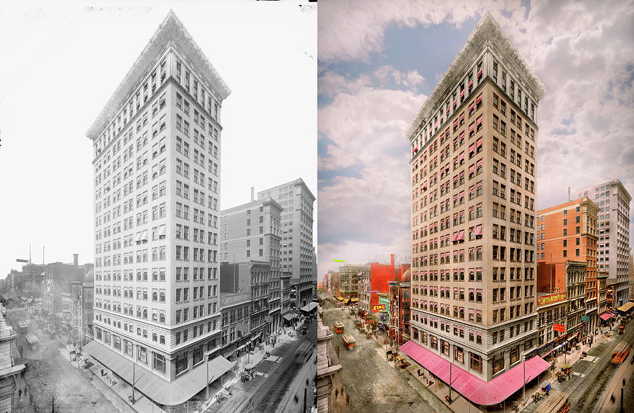 City - Cincinnati, OH - Ingalls building 1905 - Side by Side Photograph by Mike Savad