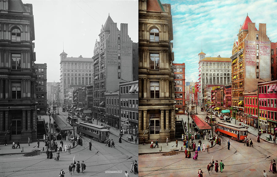 City - Cincinnati, OH - Queen city 1915 - Side by Side Photograph by Mike Savad