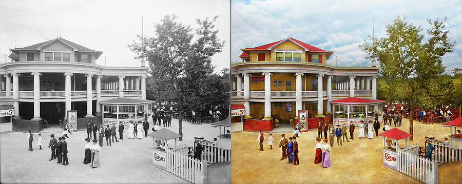 City - Cincinnati, OH - The Chester Park Club House 1909 - Side by Side Photograph by Mike Savad