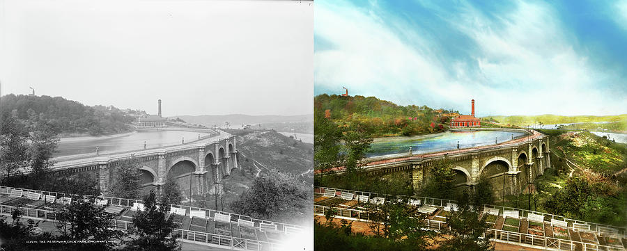 City - Cincinnati OH - The cities water supply 1901 - Side by Side Photograph by Mike Savad