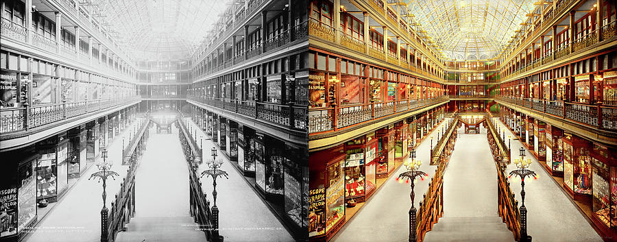 City - Cleveland, OH - The Cleveland Arcade 1901 - Side by Side Photograph by Mike Savad