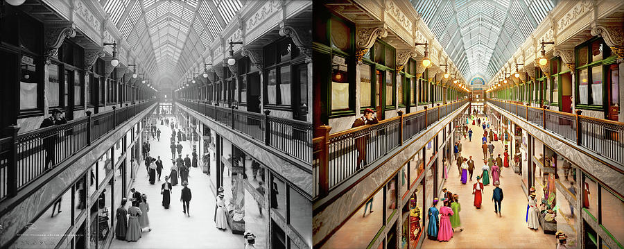 City - Cleveland, OH - The Colonial Aracde 1908 - Side by Side Photograph by Mike Savad