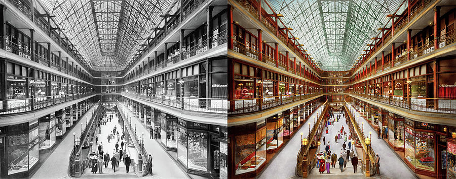 City - Cleveland OH - The Crystal Palace 1915 - Side by Side Photograph by Mike Savad