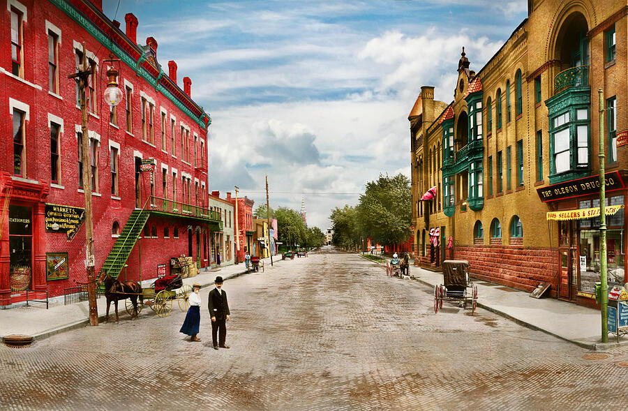 City - Ft Dodge IA - Central Ave 1907 - CENTER 2 of 3 Photograph by Mike Savad City - Ft Dodge IA - Central Ave 1907 - CENTER 2 of 3 Photograph by Mike Savad