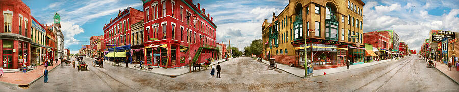 City - Ft Dodge IA - Central Ave 1907 - Panorama Photograph by Mike Savad City - Ft Dodge IA - Central Ave 1907 - Panorama Photograph by Mike Savad