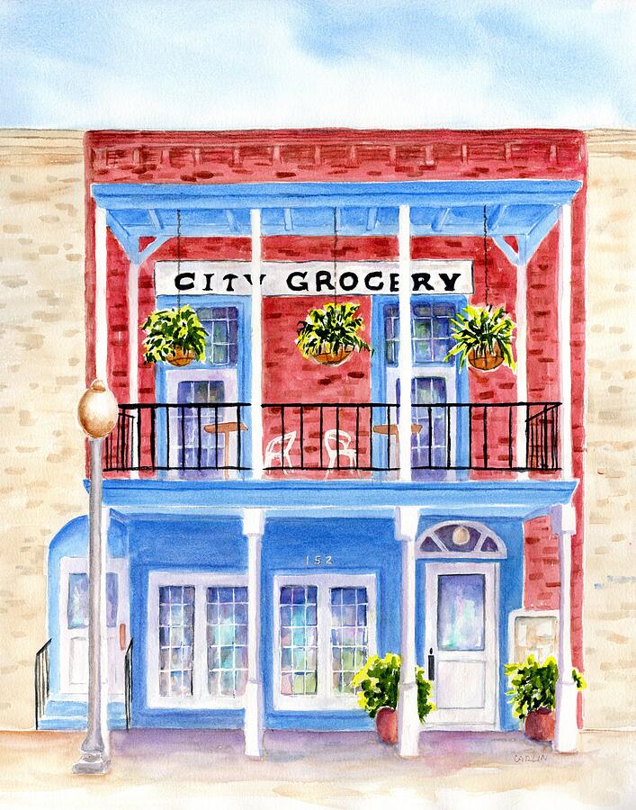 City Grocery Oxford Mississippi 2 Painting by Carlin Blahnik CarlinArtWatercolor