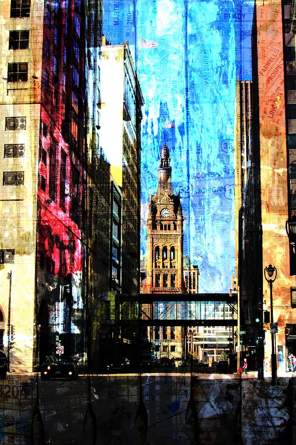 City Hall and Water Street with Abstract Digital Art by Anita Burgermeister