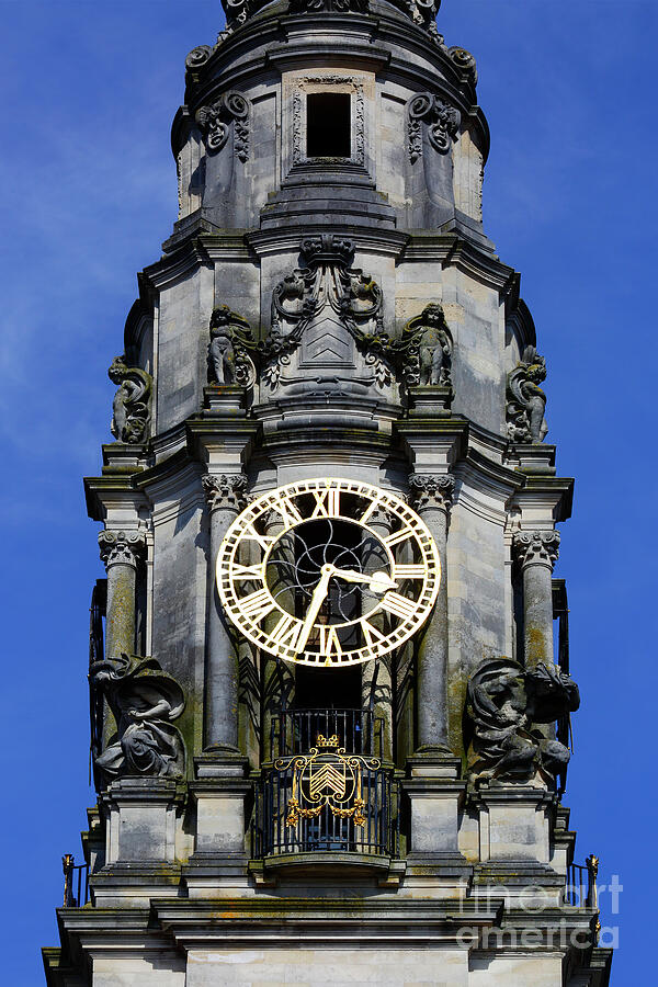 City Hall clock tower detail Cardiff Wales Photograph by James Brunker