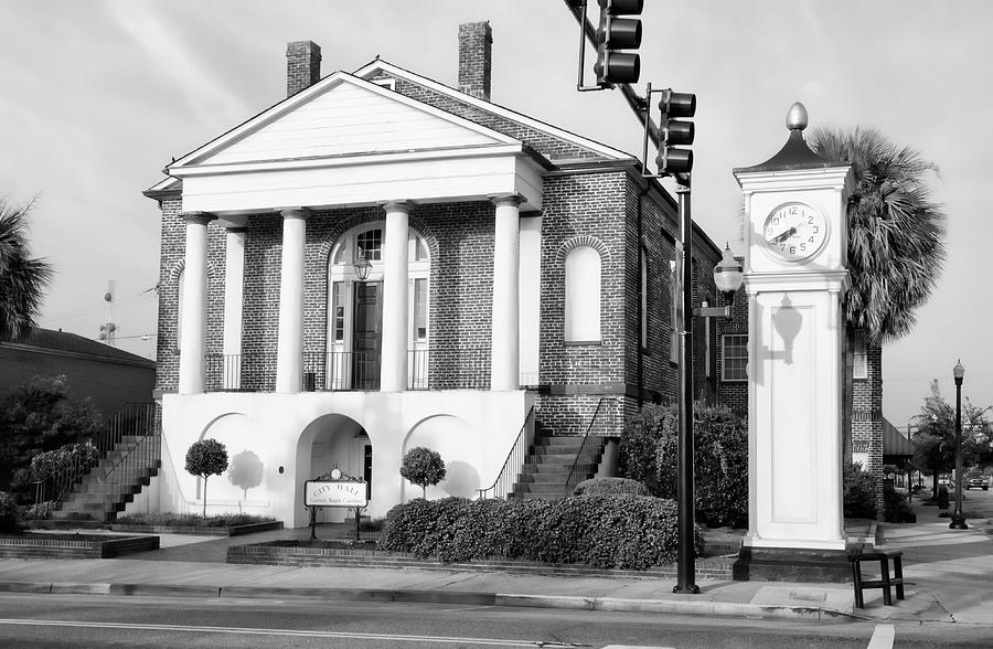 City Hall Conway SC BW Photograph by Bob Pardue