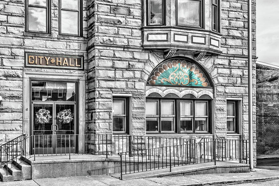 City Hall Detail Selective color Photograph by Sharon Popek