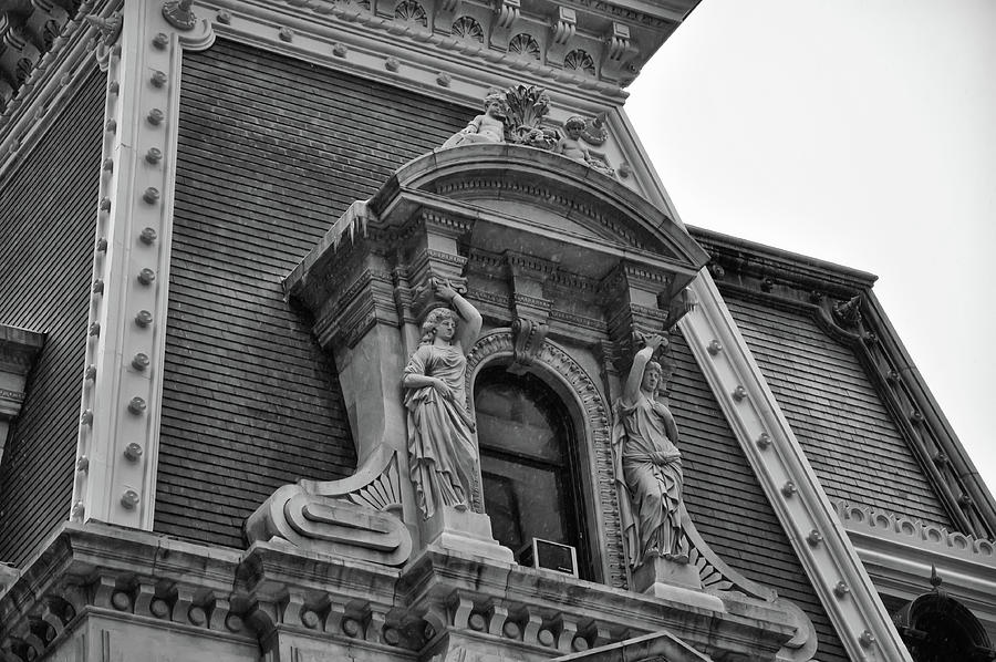 City Hall Window in Black and White Photograph by Philadelphia Photography