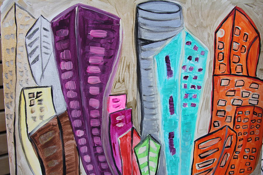 City Life Painting By Sima Fisher - Fine Art America