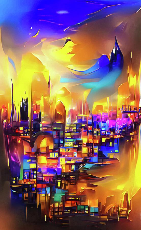 City Lights 04 Futuristic Metropolis Digital Art by Matthias Hauser
