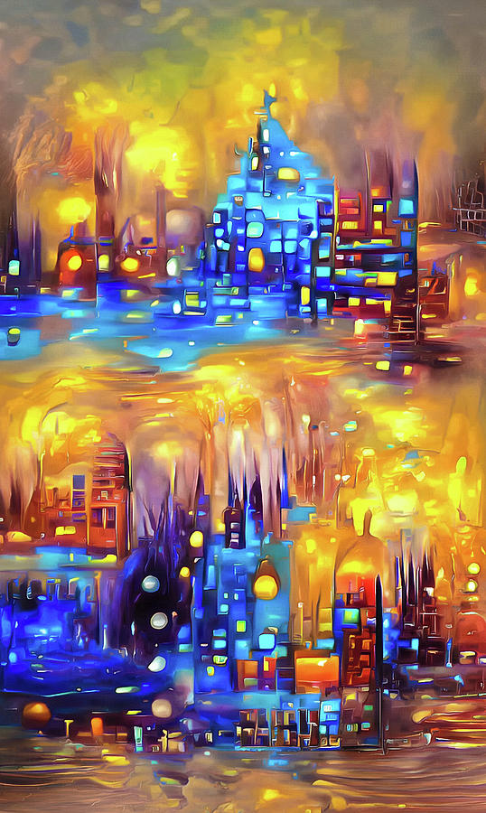 City Lights 15 Sea of Gold Digital Art by Matthias Hauser