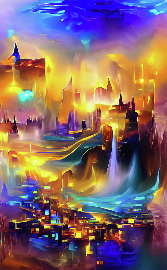 City Lights 16 Golden Flow Digital Art by Matthias Hauser