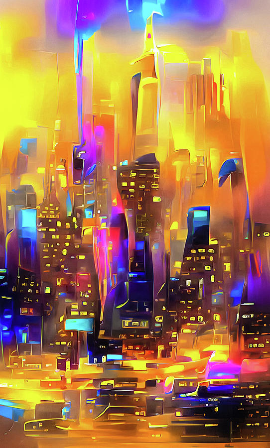 City Lights 18 Magic Golden Glow Digital Art by Matthias Hauser