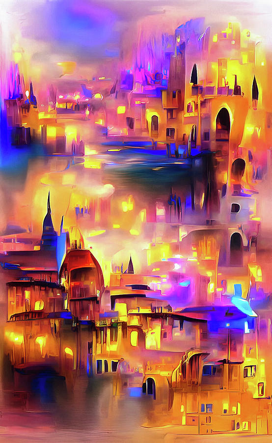 City Lights 21 Magic Golden Glow Digital Art by Matthias Hauser