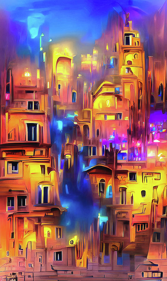 City Lights 22 Colorful Magical Houses Digital Art by Matthias Hauser