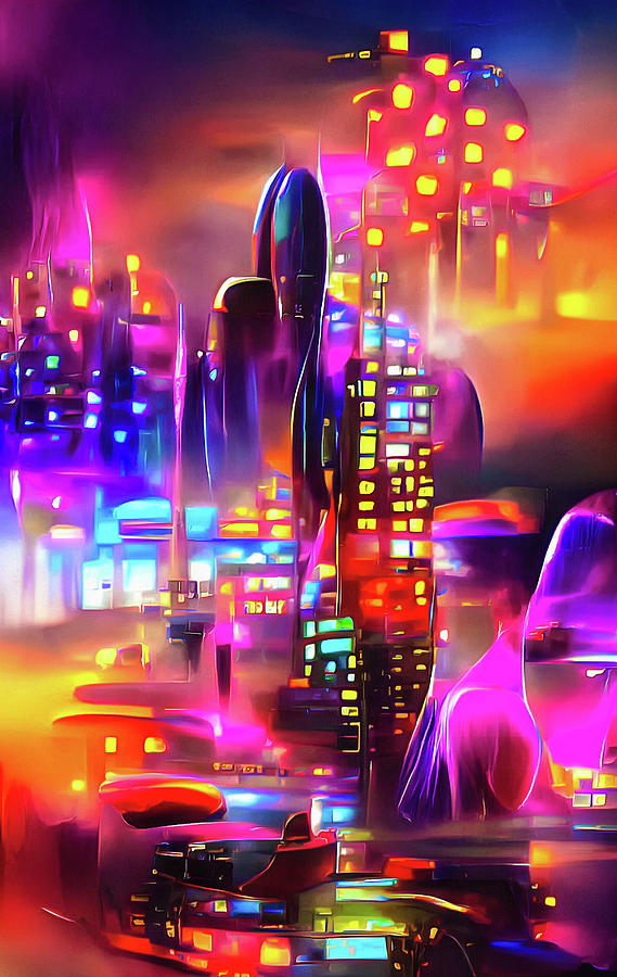 City Lights 23 Colorful Modern Architecture Digital Art by Matthias Hauser
