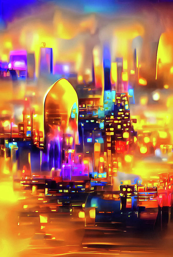 City Lights 24 Golden Glow Digital Art by Matthias Hauser