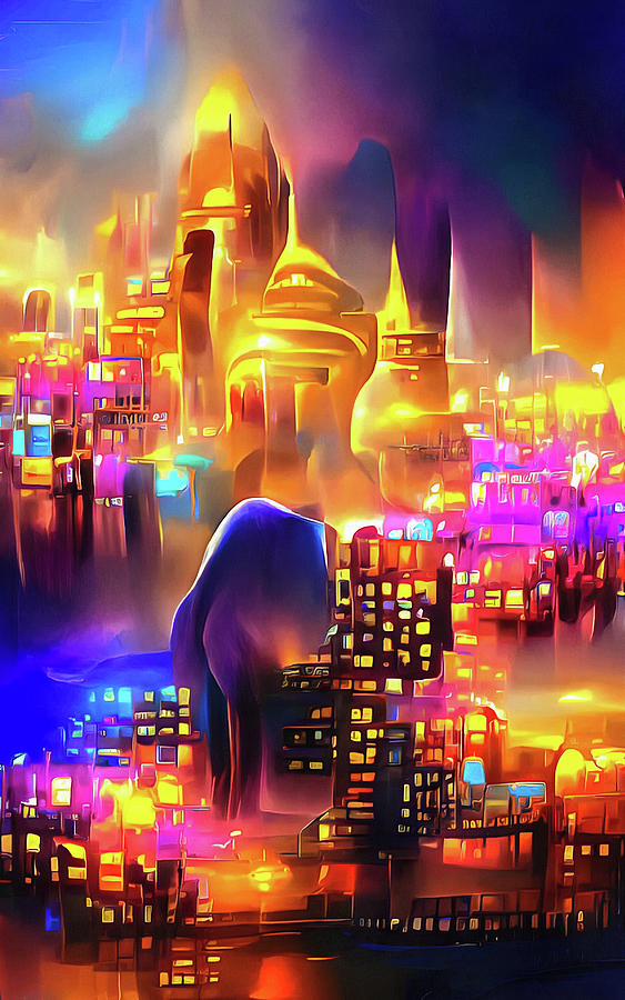 City Lights 29 Golden Magic Digital Art by Matthias Hauser