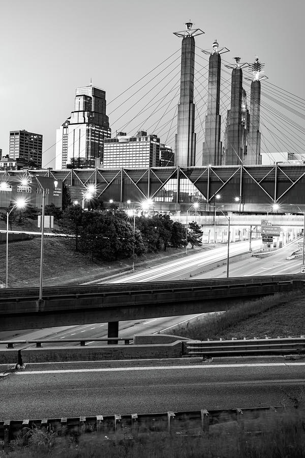 City Lights - A Monochrome Journey through Downtown Kansas City Photograph by Gregory Ballos