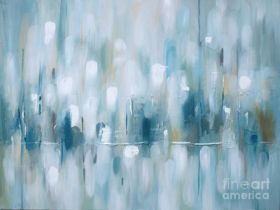 City Lights - abstract painting with blues Painting by Annie Troe